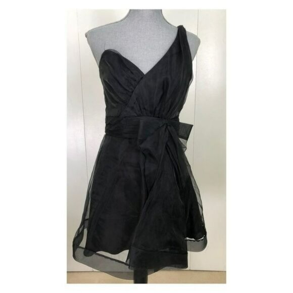 Allen Schwartz Prive One Shoulder Black Dress Size 6 - Picture 3 of 8